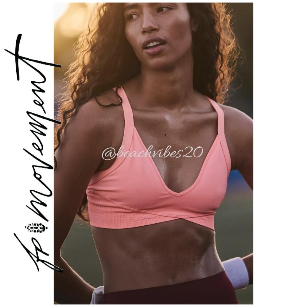 FP MOVEMENT Good Karma Super Plunge Bra Just Peachy M/L NWOT *NO LOGO*